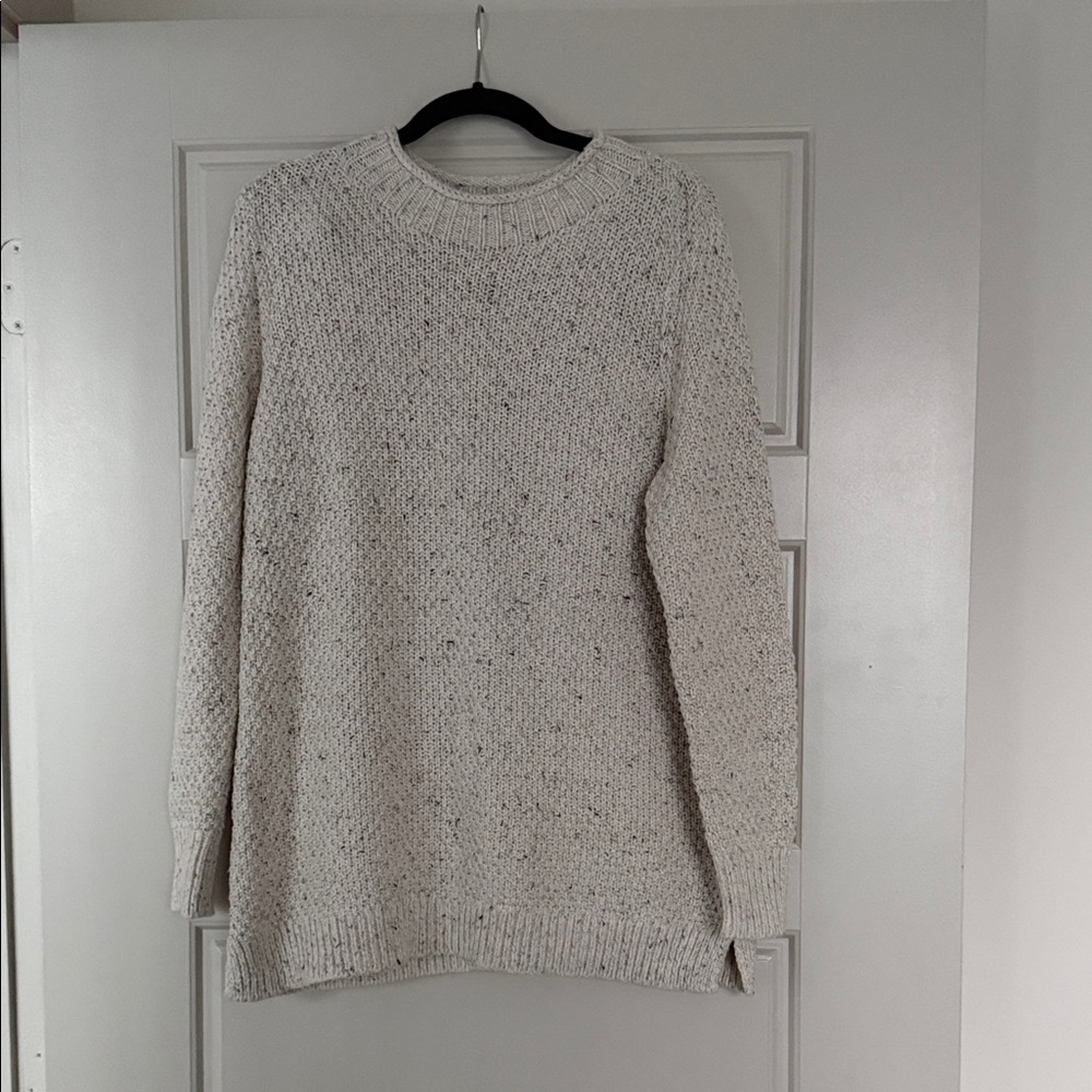 LOFT Cream Speckled Crew Sweater